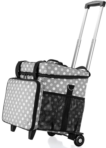 Luxja Sac à roulettes pour Professeur avec Coussin de Support Inférieur, Sac de Professeur avec Chariot Détachable, Points Gris