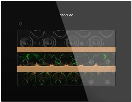 Cecotec Cave à Vin Encastrée 28 Bouteilles Bolero GrandSommelier BI 28000. Cave à vin encastrable, noire,capacité de 28 bouteilles, température 5-20 ºC, 2 clayettes en bois,compresseur, LED, tactile