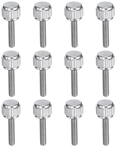 sourcing map 12pcs Knurled Thumb Screws M2.5x12mm Locking Screws Silver | Stainless Steel,Round Flat Head Knob Bolts,for Slide Caliper Measuring Tool Accessories