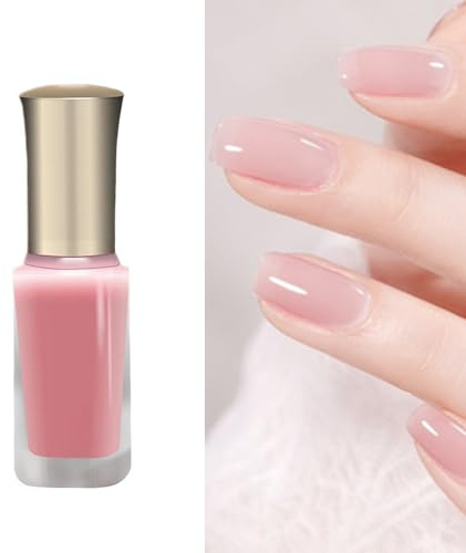 Jelly Pink Nail Polish Long Lasting Quick Dry Translucent Nude Pink Nail Varnish, Water Based Breathable Jelly Nude Nail Polish Nails Art Gifts for Women