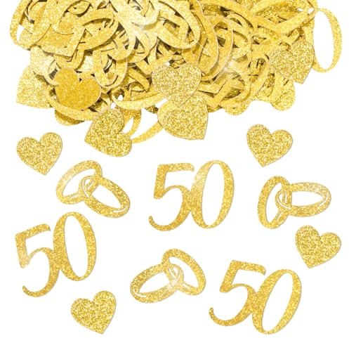 50th Wedding Anniversary Confetti Golden Wedding Decorations Gold Table Confetti for Birthday Party Wedding Anniversary Party Supply
