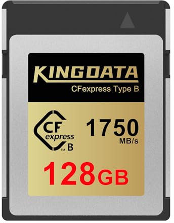 KINGDATA 128GB Tarjeta CFexpress Tipo B, Adopta PCIe Gen3x2, 8K Raw Vídeo, Tarjeta de Memoria CF Express Type B para Cámara, DSLR, Fotógrafo Profesional