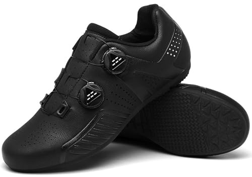 PENXZT Scarpe da Ciclismo Uomo Donna con Suola in Gomma Scarpe da Mountain Bike per Bici da Strada Anti-Scivolo All'aperto Zapatillas De Ciclismo,Nero,39 EU