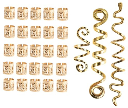 DECORNIJIA 28 pezzi Accessori per Capelli Dreadlock Spirale Serpente in Dorato Gioielli per Treccine e Dreads Decorazioni Vintage Stile Viking Celtico per Feste e Cerimonie