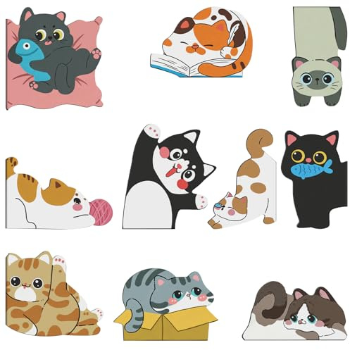 Uniclife 10 Pcs Magnetic Bookmark, Cute Cat-Shaped Bookmarks for Women, Magnet Book Marks for Book Lovers, Fun Book Markers Clip for Readers Teachers Adults and Men, 10 Unique Cat Shapes