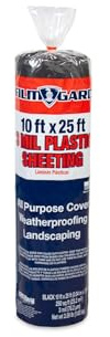 Film-Gard 626132 Consumer Plastic Sheeting 10' Width X 25' Length X 3 mil thick, Black