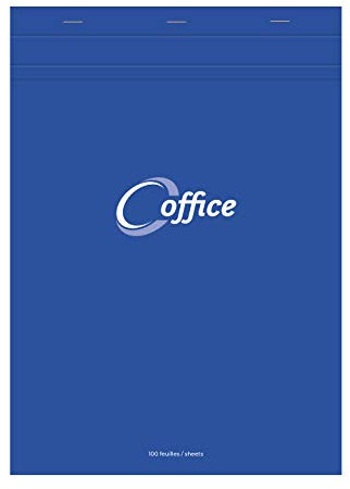 Calligraphe 15854C Un Bloc Office Agrafé en Tête Bleu (une Marque de Clairefontaine) - A4 21x29,7 cm - 100 Feuilles Petits Carreaux - Papier 56 g - Couverture Semi Enveloppante