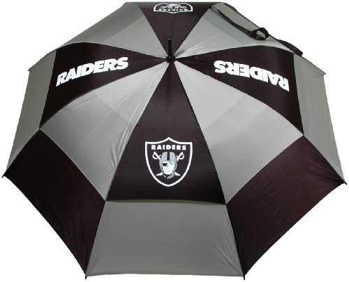 Team Golf NFL Las Vegas Raiders Golf Umbrella 62 Golf Umbrella with Protective Sheath, Double Canopy Wind Protection Design, Auto Open Button