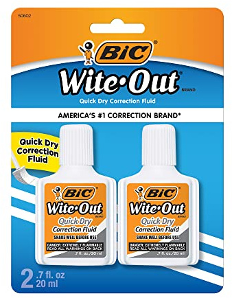 Bic Wite-Out Quick Dry Correction Fluid - - white color writeout - white-out by BIC