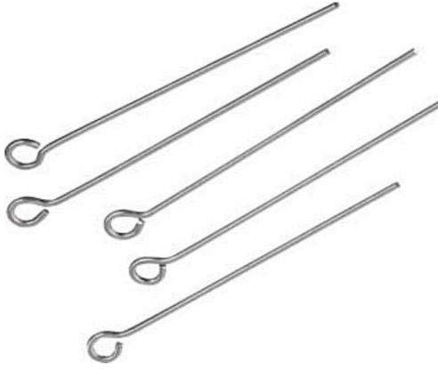 Perlin 350 Kettelstifte Nietstifte Mit Öse 40mm x 0,7mm Versilbert Ösenstifte Kopfstifte Perlenstifte Altsilber Prismenstifte M301