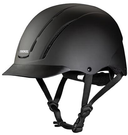 Troxel Spirit Full Coverage Horse Riding Helmet, Low-Profile Adjustable Design, Safety Horseback Riding Gear, Large (7-3/8 - 7-3/4), Black Duratec