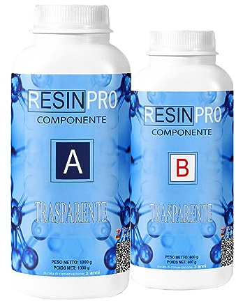 2,4kg Resina Transparente No Tóxica una vez Curada de Dos Componentes – Resina + Endurecedor, Efecto Agua para Creaciones Artísticas, Recubrimiento de Superficies, Modelado, Joyería, Bricolaje