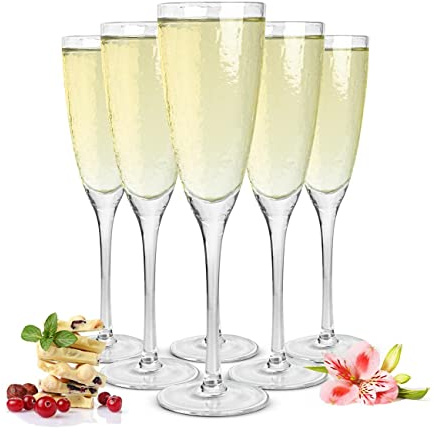 Sendez 6 Sektgläser mit Hammerschlag-Effekt Champagnergläser Sektglas Sektkelche Prosecco