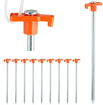 Relaxdays Set de 50 piquetas para Camping, Anclaje para el Suelo, Estacas para Tiendas de campaña, Acero, 25cm, Naranja