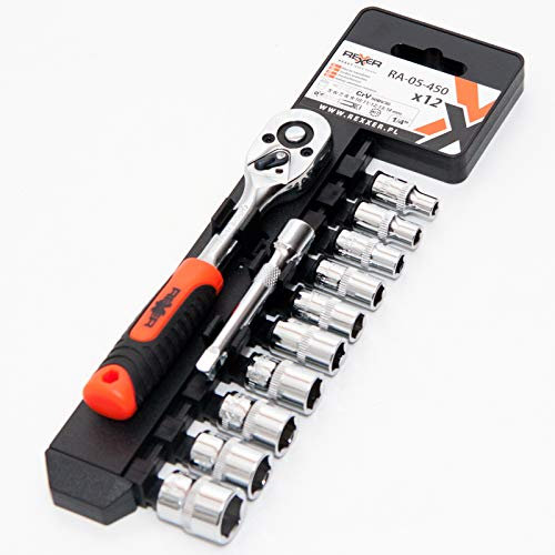 Steckschlüsselsatz 1/4 CrV - 11 tlg. Ratsche Knarre Umschaltknarre Nuss Set