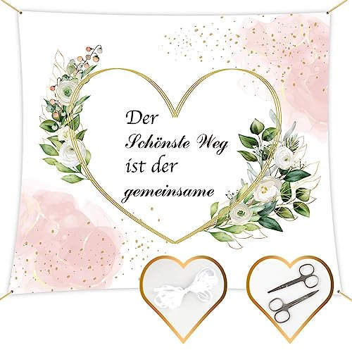 WDJLNZB Hochzeitslaken zum Ausschneiden, 200x180cm Bettlaken mit Herz Hochzeit inkl.2 Scheren, Spiel für Das Brautpaar Hochzeit Bettlaken Hochzeitsspiele, Standesamt Überraschung (A)
