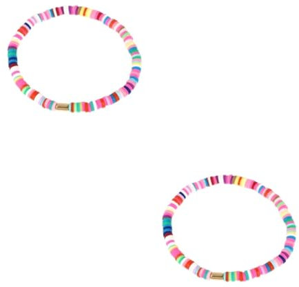 Holibanna 2st Armband Aus Ton Afrikanische Surferarmbänder Heishi-perlen-armband Perlenarmband Aus Vinyl Armband Im Strandstil Manuelle Handgelenkkette Jahrgang Schmuck Fräulein Polymer-ton