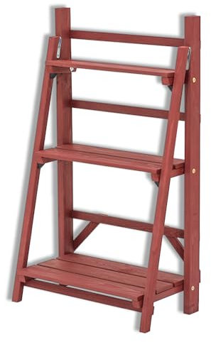 SUNWOOD Scaffale portafiori da esterno in legno di pino, 58x32xh100cm, con finitura protettiva, colore marrone, per piante, erbe e fiori - Fioriera a scala porta piante