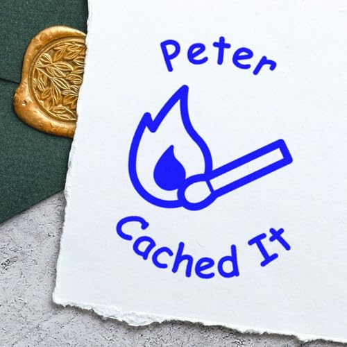 Personalized Self Inking Geoflame Find Geocache Stamp with Wood Handle - Tech Enthusiasts Size 3/4 - Ideal for Geocaching Adventures and Unique Stamping Needs, Geocache Gift