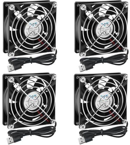 Joycabin 4 stycken 80 mm USB-fläkt 5 V PC-fläkt fläkt fläkt 8025 borstad kylfläkt 80 x 25 mm kylfläkt, CPU-fläkt för kylning gör-det-själv PC datorhölje 3D-skrivarradiatorer