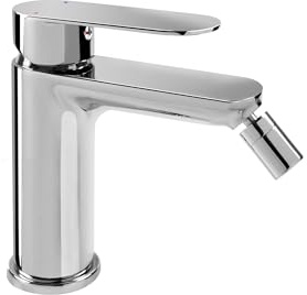 Marco Mammoliti | Miscelatore Rubinetto Bidet Monocomando Cletia Cromo in Ottone con Asta Saltarello e Piletta in Metallo, Rubinetto Tondo, 15,8x14,7x4,9cm
