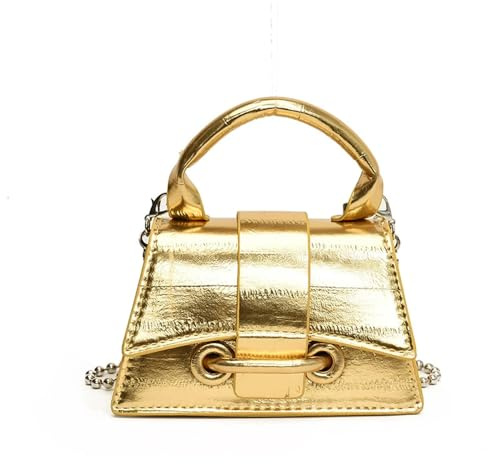 XFSRG Sac à Main Femme Sacs Bandoulière Sacoche Petit Sac Carré Chaîne Détachable Sacs Bandoulière Idéal pour un Usage Quotidien(Or)