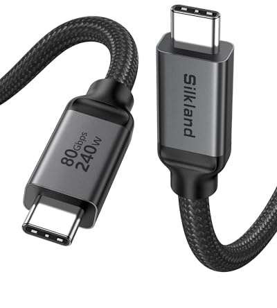 Silkland 80Gbps USB4 V2.0 per Cavo Thunderbolt 5 1M, Larghezza di Banda Video fino a 120Gbps, 16K/Dual 8K, Ricarica Rapida 240W, USB Type-C Compatibile con Thunderbolt 4/3, MacBook M4 Pro, SSD, Dock