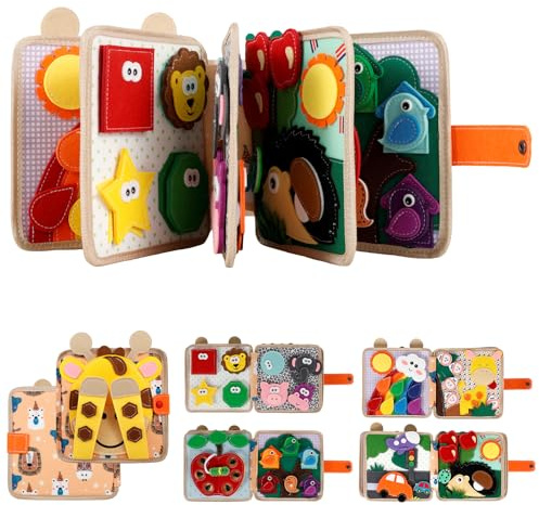 Jouet Busy Board en feutre doux, livre de feutre 3D Montessori Livre de bébé en tissu doux Motricité fine Compétences de vie Jouet éducatif pour enfants à partir de 1, 2 à 3 ans, développement