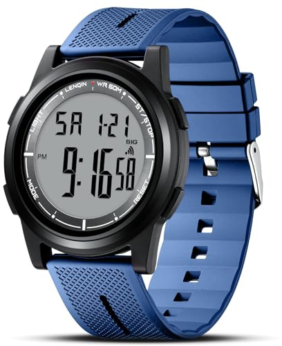 LN LENQIN Herren Uhr Digital Uhren Herren Wasserdicht Armbanduhr Digitaluhr mit Stoppuhr, Wecker, Kalender, Stündliche Erinnerung Silikonband
