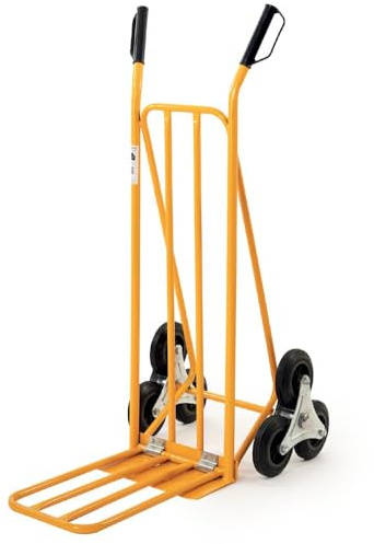 PALUPLUS Carrello Portapacchi per SCALE colore GIALLO, Portata Max 250 Kg, misura 53x58/92x112 cm, Pedana Telaio a Sbalzo, Montacarichi sistema a 6 Ruote Adatto per Salire Scale -I045F