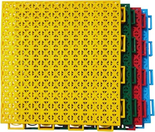 BCJMKDX Dalles pour Sports de Plein air, Tapis de Sol modulaires emboîtables, Dalles Sport d'extérieur à Monter soi-même, Tapis Drainage Rapide for Jardin, terrasse, Garage, Patio, 16 pièces(Red)