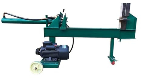 Partidor de leña Partidor de troncos alta potencia. División leña. Se divide en cuatro piezas. Cabañas equipadas con ruedas. Tala forestal