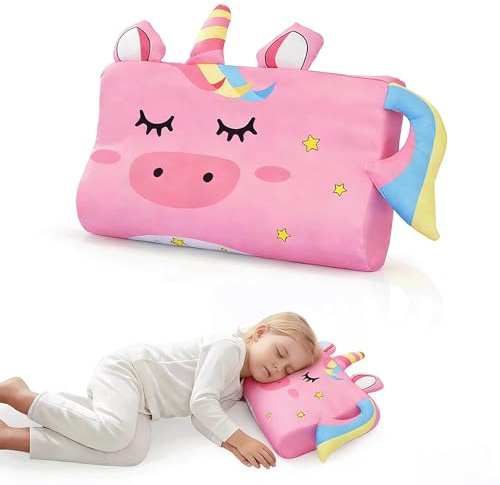 Ecofocet Almohada Infantil Ergonómica de Espuma Viscoelástica, Almohada Bebe con Funda, Lavable y Transpirable, Cojín Niños para Cuna Viaje y Guardería, Ideal para Niños de 2 a 8 Años