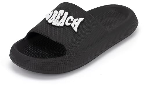 CLEIKS Ciabatte Donna Disponibili in Più Colori Antiscivolo e Resistenti Scarpe da Spiaggia Estive Ciabatte Anticaduta per Bagno (Nero,39/40EU,WES250392-0)