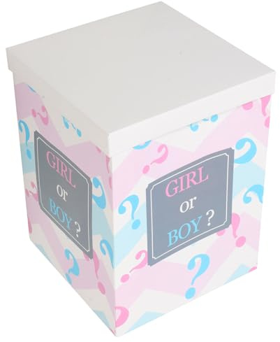 CRAFTHROU Caja de Globos Fácil de Montar Papel para Revelar el Género Niño o Niña Adecuado para Decoración en Baby Shower y Fiesta de Cumpleaños
