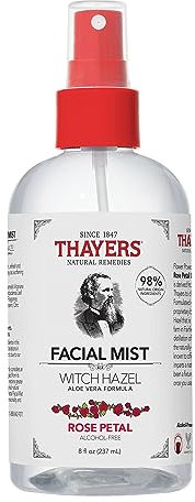 Thayers Mildes Hamamelis Rosenblüten Gesichtswasser-Spray mit Bio Aloe Vera – strahlkraft & verengt poren - ohne alkohol - vegan - 98 % natürliche inhaltsstoffe - dermatologisch getestet - 237 ml