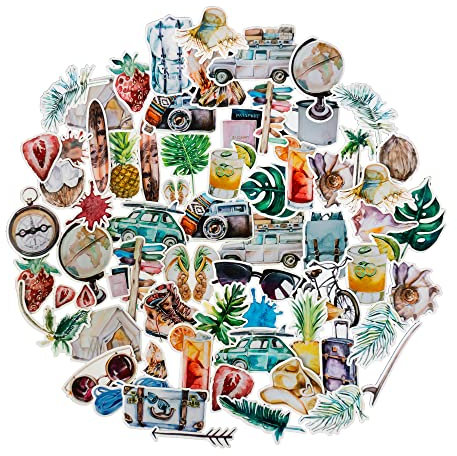 Navy Peony Kit Adesivi Stickers Watercolor | Adesivi piccoli per PC portatili - valigie e smartphone | Tema adesivi auto – luoghi di vacanze – mappamondo ecc | Stickers agenda e diario