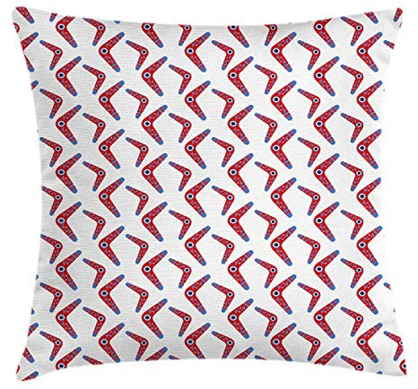 ABAKUHAUS aborigeno Federa Fodera Cuscino, Boomerang Motif, Copricuscino Quadrato Decorativo, 40 cm x 40 cm, Vermilion Multicolor