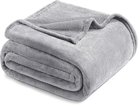 Exclusivo Mezcla Soft Fleece King Size Blanket for Bed, Light Grey | 230x265 CM, Double-Sided Brushed Flannel Bed Blanket, Lightweight Plush Cozy Bed Throw for Bedroom, Machine Washable