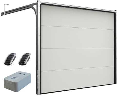 Doorhan - Porta da garage sezionale con azionamento, liscio + W-Line, montaggio fai da te, dimensioni a scelta, 3 colori (RAL 9010 (bianco puro), larghezza 2500 x altezza 2030)