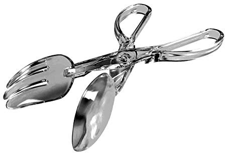 Kaya Silver Plastic Disposable Serving Salad Scissor Tongs (1 Pc.) - Premium Quality & Multipurpose Kitchen Tool - Perfect for Parties & Catering Events