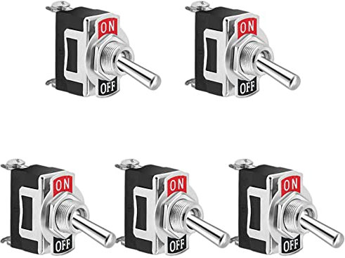 GLL 5pcs Wipp-Kippschalter SPST 2 Pin Ein Aus Schalter DC 12V 24V AC 15A 250V 20A 125V Heavy-Duty Metallschalter für Wagen Boot Marine