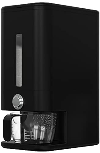Retail Blade 25lb Rice Dispenser - Air Tight Grain & Rice Container With Smart Quantity Dispense, Measuring Cup - NEW Black Design Grain Storage Container.