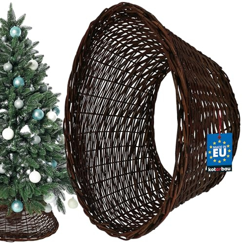 KOTARBAU® Weihnachtsbaum Rock aus Weide Ø 55 cm Weihnachtsbaumkorb Weihnachtsbaumständer Hülle Deko Tannenbaumständer Standfuß Dunkel Braun Christbaumständer aus Rattan Natur
