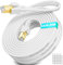 LAN Kabel 25m, Cat 8 Netzwerkkabel 25 Meter Weiß Flach, Ethernet Kabel Geschirmt Internetkabel Hochgeschwindigkeits 40Gbps 2000MHz, Wlan Kabel 25m RJ45 Gigabit Patchkabel für Modem Router Switch