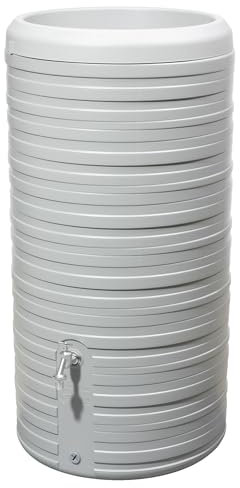 GARANTIA Nordic 2in1 Regentonne 300 Liter steingrau inkl. Pflanzschale - Regentonne, Wassertank, Regenfass, Regenwassertonne, Wasserbehälter, Regenwassertank, Wasserfass, Wassertonne, Fass