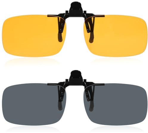 AUYAO Polarisierte Sonnenbrille Clip, 2 Stück Brillen Sonnenbrillen Aufsatz Clip Herren, Sonnenbrille Zubehör Sonnenbrille für Brillenträger, Randlose Sonnenbrillen Clip für Nachtsicht(Quadrat)