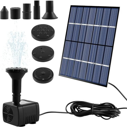 Solar Fountain Pump,1.4W Solar Powered Water Pump Panel Kit with 8 Nozzles, Multipurpose Solar Pond Pump,Outdoor Solar Water Fountain Pump for Small Pond Pool Fish Tank Bird Bath Garden Decor
