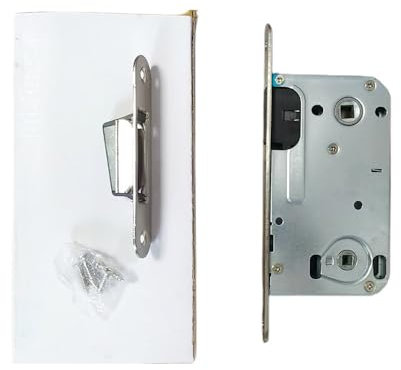 Serrure a Encastrer,Serrure Porte Interieure Corps de serrure 90 * 50mm Salle de bain Loquet supérieur magnétique WC Sécurité Porte en bois Mortaise Pièces de réparation silencieuses