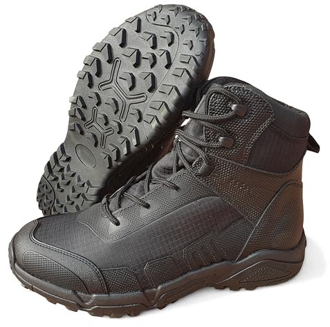 CluCluC INSIGNIA - Ultralätt 6-tums polisstövel | Bred klack | Halkfri och hålsäker sula | Snabba spännen | 3D elastisk PU-innersula | 37–47 EU, svart, 42 EU Bred